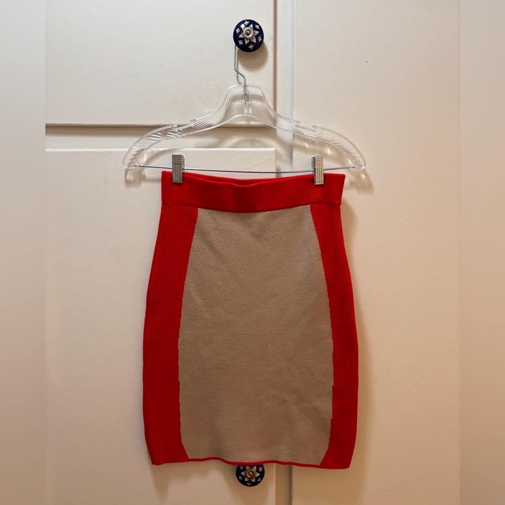 Elegant Red and Tan Women's Skirt